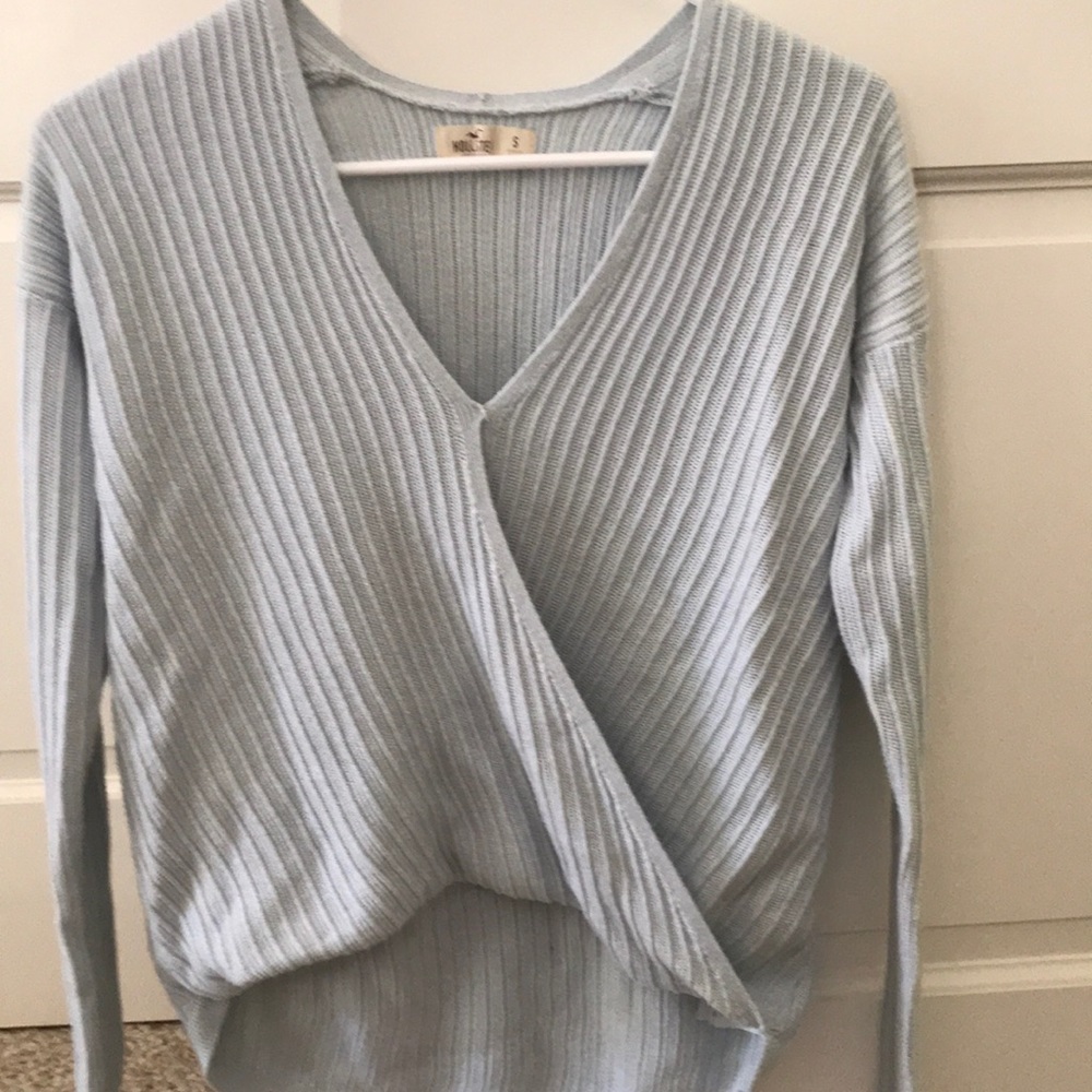 Light Blue Wrap Sweater